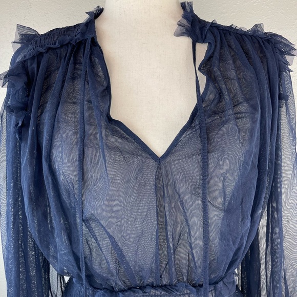 NWT Free People Indigo Lost Sheer Top Size M - Picture 2 of 7